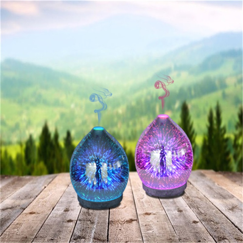 レインボー美しい3Dガラスの花火家の香りの加湿器のアロマディフューザー