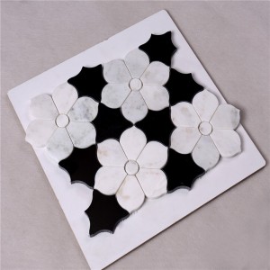 花の大理石のモザイク床タイルと壁のタイルとHSC 62美しい黒と白のタイルのバスルーム