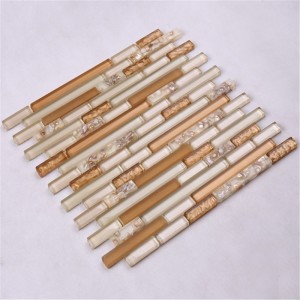 ドバイゴールドストリップクリスタルガラス壁モザイクタイルキッチン