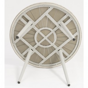 アルミラタン屋外用家具セット4椅子付きラウンドテーブル