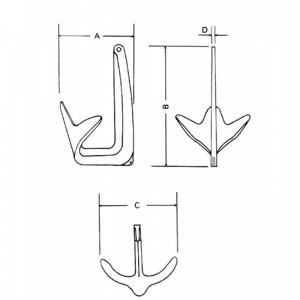 ボート用亜鉛メッキブルースアンカー