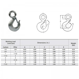 320Aアイホイストフック、ラッチ付き塗装済み