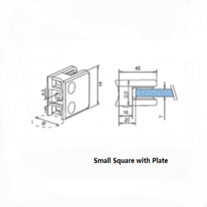 プレート付きステンレススチールスクエアタイプガラスクランプ