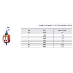 レギュラーウッドブロック - フック付きダブル