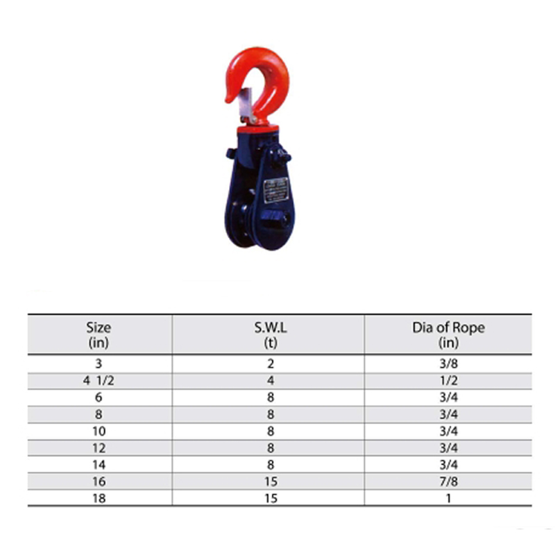 フック付きH418スナッチブロック塗装ライトタイプ