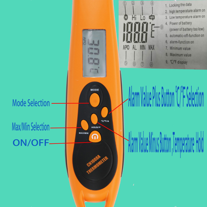 デジタルキッチンマイクロ波インスタントステンレススチールプローブとミート温度計を読む