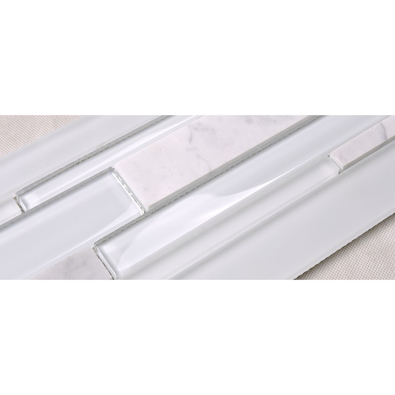 HSD131ホットセール最新デザイン白カララ大理石混合ガラスモザイクキッチンバックスラッシュ地下鉄タイル