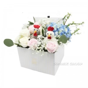 高級カスタム印刷包装テクスチャ紙ギフトスクエアフラワーボックス