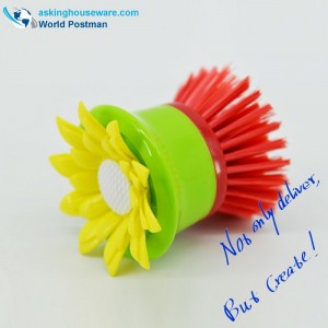 ひまわりの装飾が付いているAkbrandの小さい台所皿のクリーニングブラシ