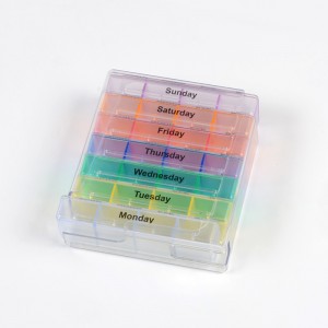レインボーカラー7日1週間1セットタワー引き出しタイプオーバルピルボックス