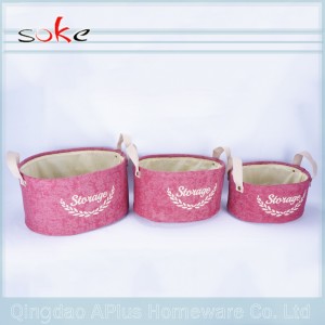 布リネンキャンバス収納バスケットハンドル付き