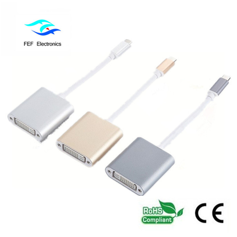 USB TYPE-C  -  DVIメスコンバーターABSシェルコード：FEF-USBIC-003