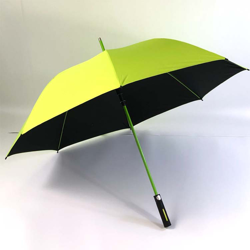 カスタムカラフルなグラスファイバーフレームロングハンドルストレート防風ゴルフ傘