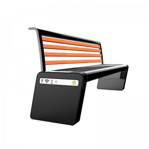 ソーラースマートベンチオプションの自転車スタンドと背面のLEDスクリーン