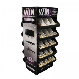 トレーが付いている販売のフロア・ディスプレイの立場の棚の容易に組み立てられた文房具のボール紙のポイント