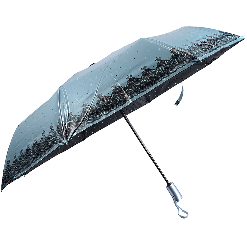 写真デザインの印刷物3の折る傘が付いている黒いコーティングの日焼け止めの傘