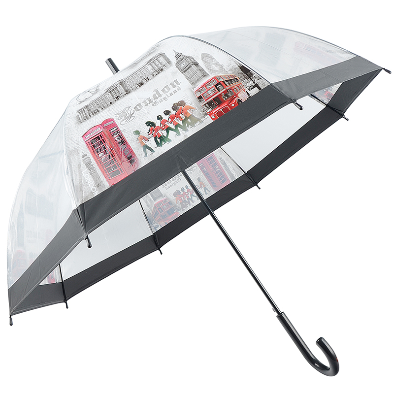 POE雨透明カスタム印刷ストレート傘