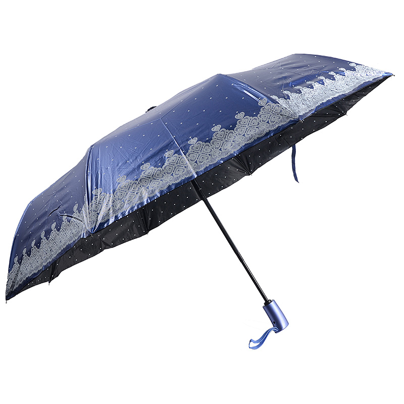 特別な物質的な青い色の紫外線コーティング3倍自動開いたり自動閉じた傘