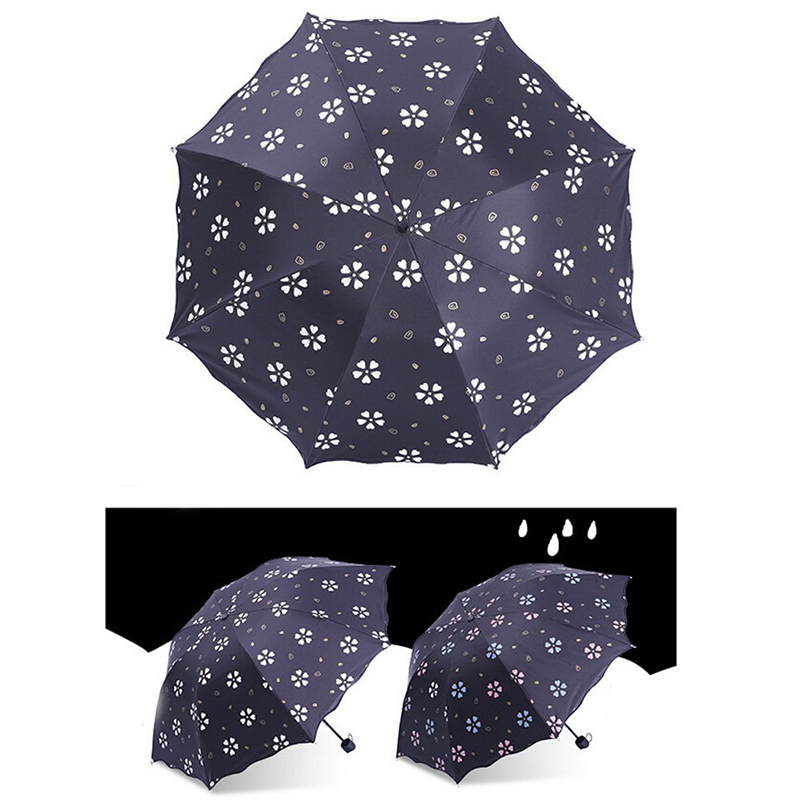 2019ファンシーギフトアイテム濡れ雨マジックプリントカラー変更3つ折り傘