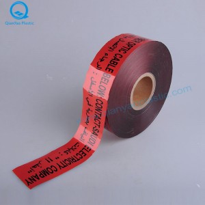 サウジアラビア危険/注意地下通信ケーブル警告テープ。 Undergournd警告テープの下の光ファイバケーブル