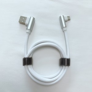 マイクロUSB、タイプC、iPhone雷充電および同期のためのデュアル直角編組急速充電丸型アルミニウムハウジングUSBデータケーブル