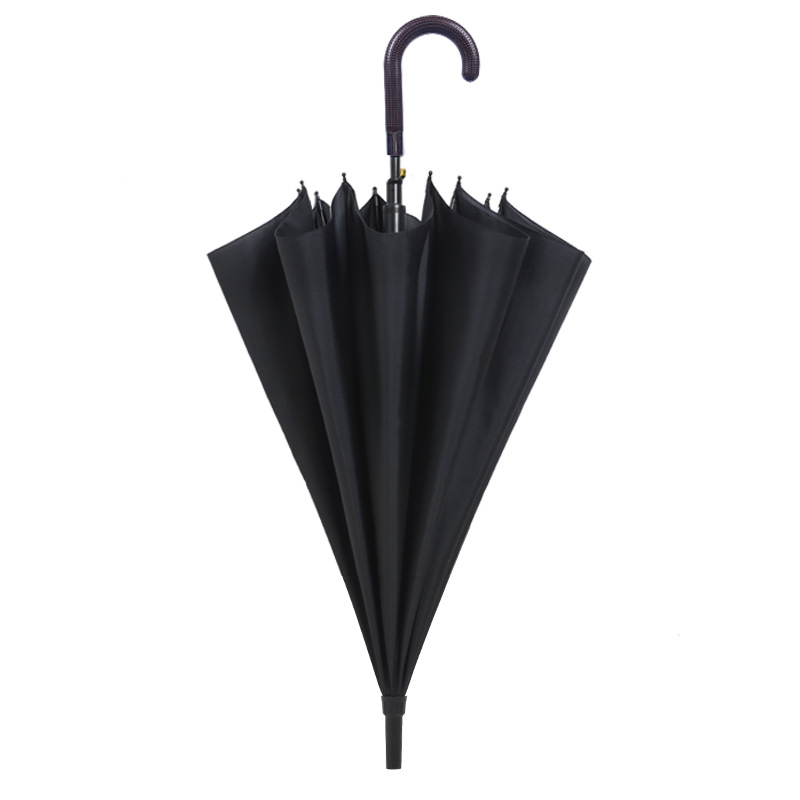 古典的なベストセラー黒紬生地金属フレームプラスチックカーブハンドルストレート傘