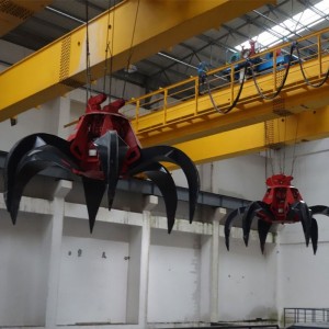 グラブ付きダブル桁天井クレーン
