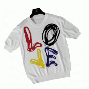 2018カスタムジャカードLOVEフォント半袖夏プルオーバーセーター