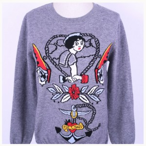 2018春秋レディースBrocadeジャカードニットプルオーバーセーター