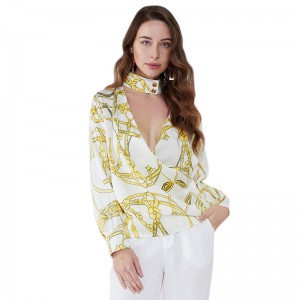 トップ100の売り手が襟の胸の谷間エレガントな女性のセクシーなトップスを立てます