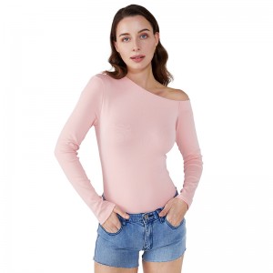 ワンショルダーヴィンテージシフォン女性トップス長袖ブラウスJCGJ190315010