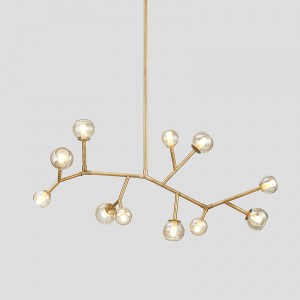 シンプルパーソナリティガラスアイアンリビングルームダイニングルームホテルシャンデリアKm2149