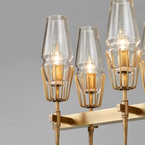 北欧のシンプルな人格ガラスアイアンロングレストランシャンデリアKm2145