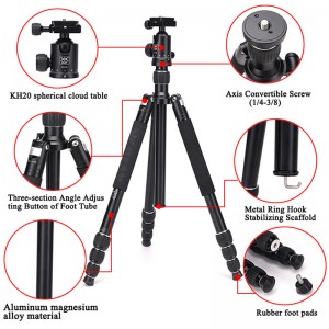 Diat AM294A KH20ポータブルアルミ合金カメラビデオカメラ三脚フレキシブルトラベルデジタルカメラ三脚