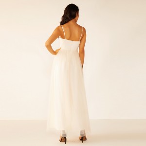 Oem高品質の女性の長い白い夏のレースのフリンジウエディングドレスの生地