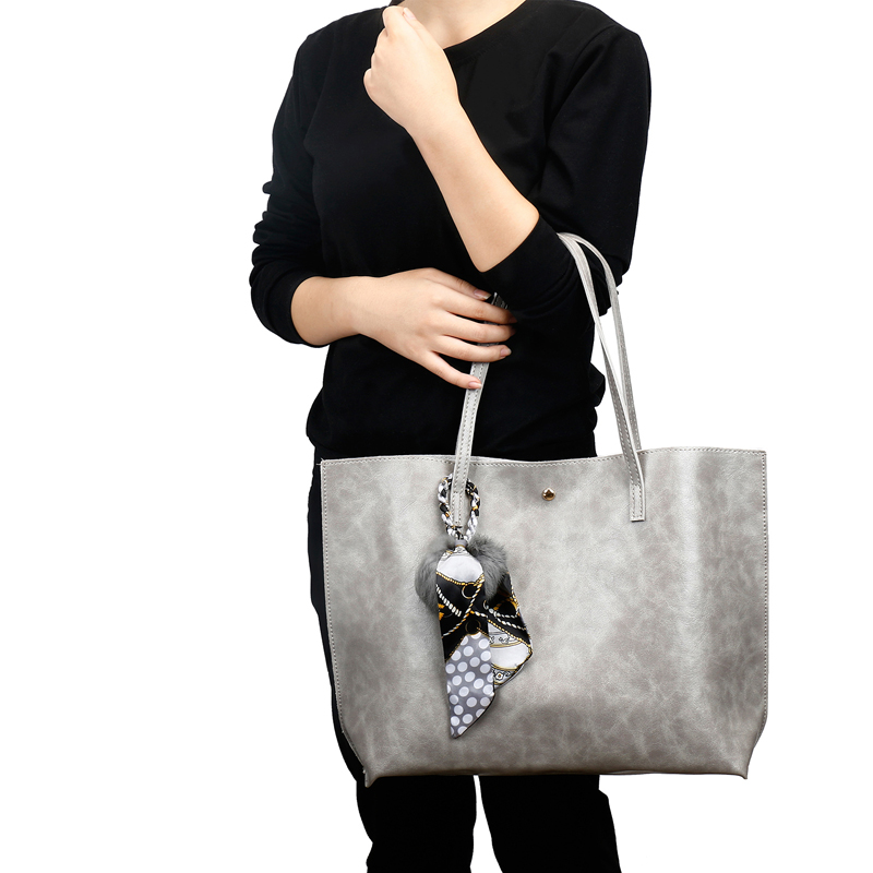 HD0823--卸売アマゾンのベストセラー女性ショッピングトートグレーPUレザーバッグ