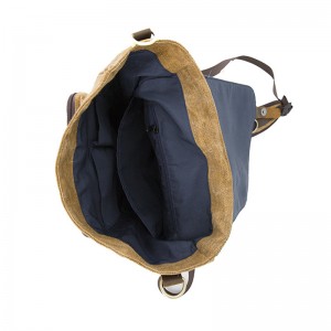 19SC 7909 Dジッパー閉じるコンピュータコンパートメント革フラップキャンバスメンズバックパック