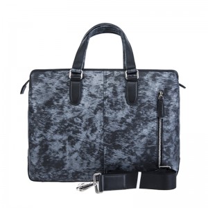 18SG-6816F両サイドはツートンカラーのユニークなデザインの織りメンズブリーフケース本革を使用