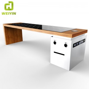 USBおよび無線電話充電器が付いている太陽エネルギーのスマートな庭のテラスの鋼鉄ベンチ