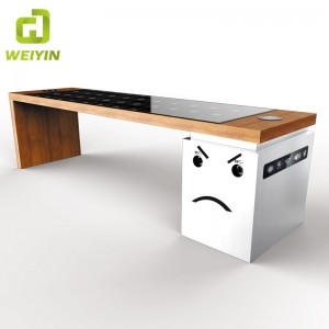 USBおよび無線電話充電器が付いている太陽エネルギーのスマートな庭のテラスの鋼鉄ベンチ