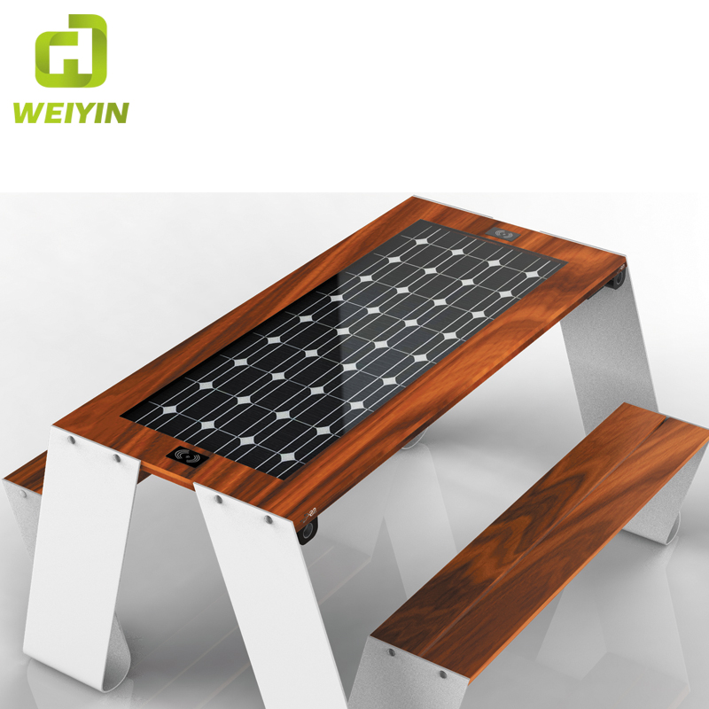 スマートな太陽ピクニック鋼鉄テーブルベンチの製造者を満たす屋外の携帯電話