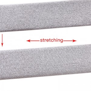 11＃つや消しシルバーグリッター良質高弾性カスタマイズされた編まれた1.8インチウェビング弾性テープ金属弾性バンド