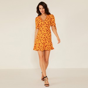 プロの工場Oem女性夏カジュアルスイングフローラルプリントドレス