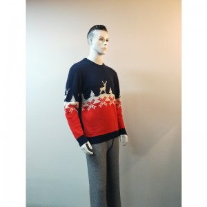 NAVY＆RED PRINT SWEATER RLMS0051F