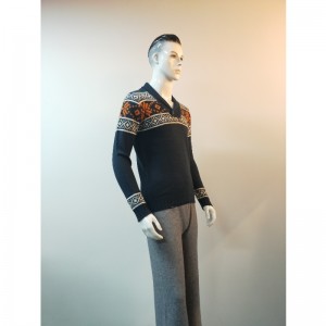 ネイビープリントVネックセーターRLMS0058F