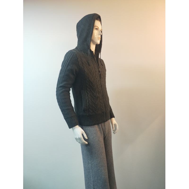 ブラックフード付きセーターコートRLMS0071F