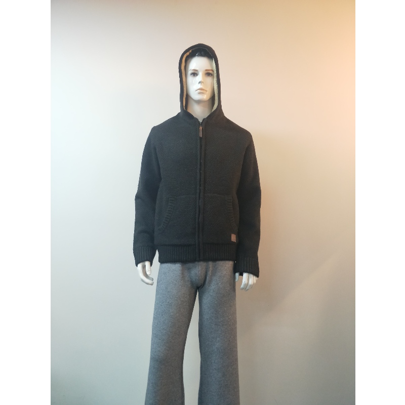 ブラックフード付きセーターコートRLMS0073F