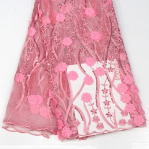 結婚式のパーティーのためのスパンコール高品質アフリカのフランスのレースの生地が付いている3d花のレースの純レースの生地