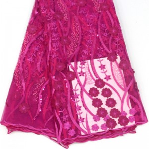 結婚式のパーティーのためのスパンコール高品質アフリカのフランスのレースの生地が付いている3d花のレースの純レースの生地