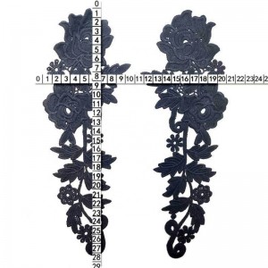 2高度なかぎ針編みの刺繍、アップリケネックラインネックラインのレースの女性